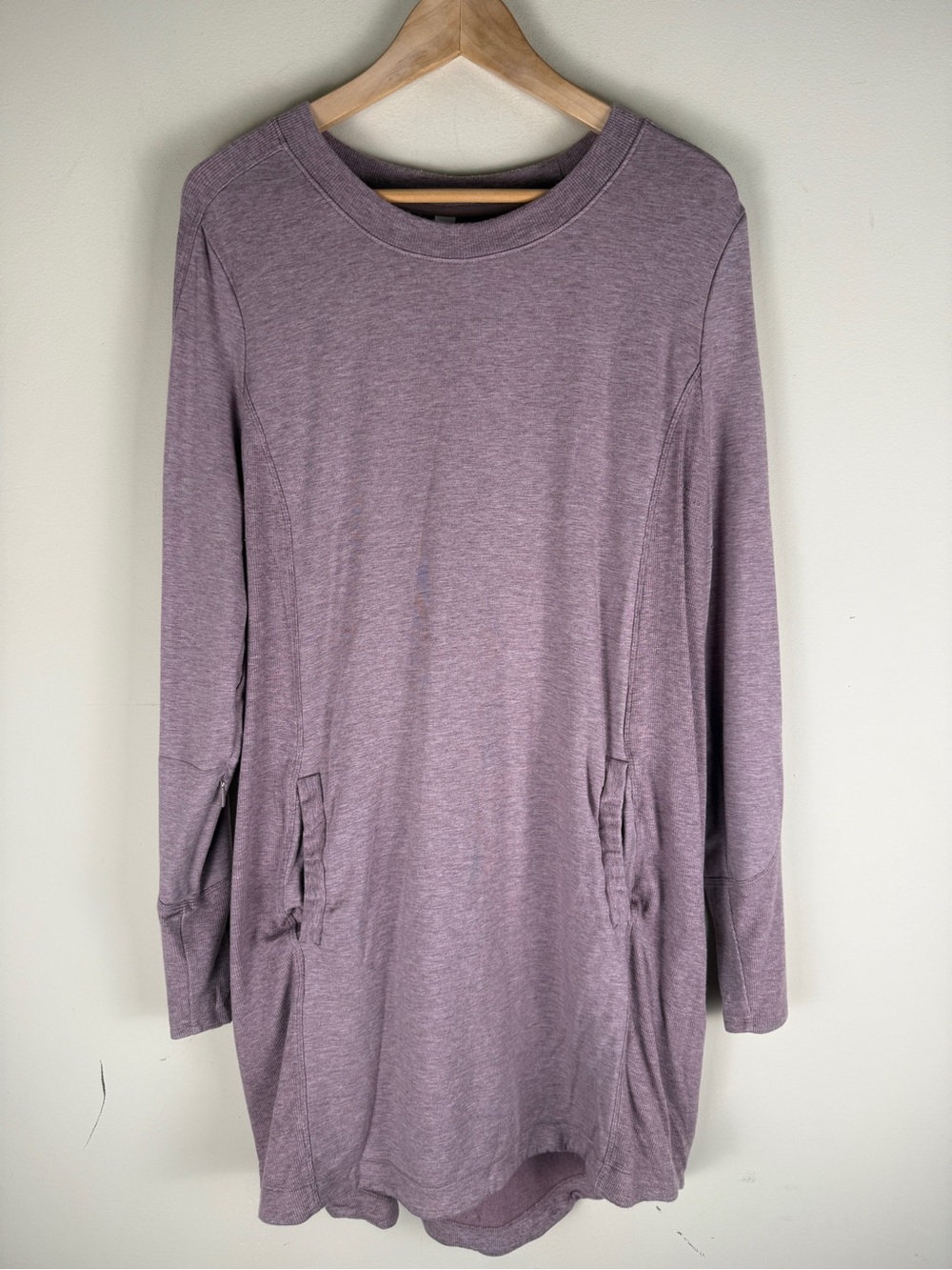 Athleta Balance Dress Mauve Long Sleeve Size XL Pockets Modal Tencel Comfortable